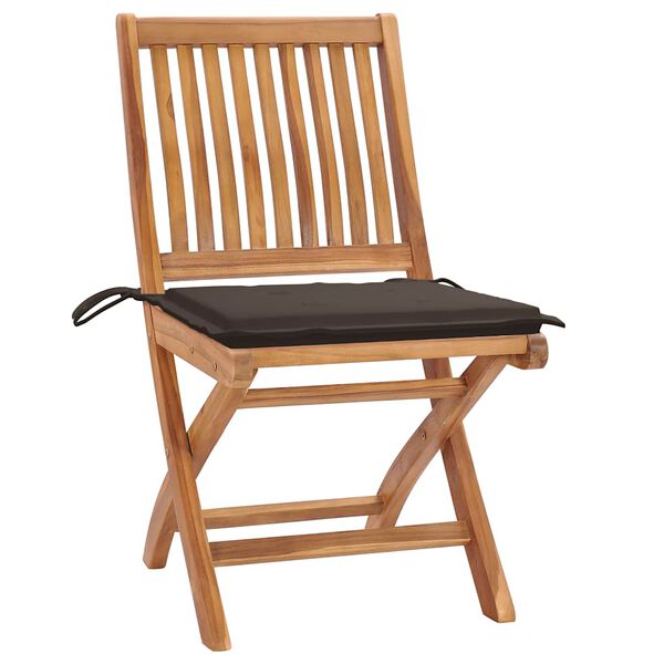 vidaXL Patio Chair Set of 2 Taupe, Natural Teak