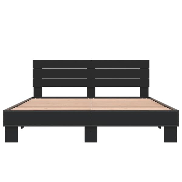 vidaXL Bed Frame Black Engineered Wood King Size Durable Bed Frame