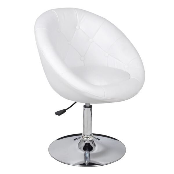 vidaXL Bar Stool Set of 2 White Faux Leather, Steel Medium