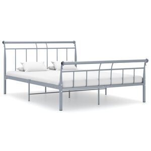 vidaXL Bed Frame Grey Powder-coated Metal Double Durable Bed Frame