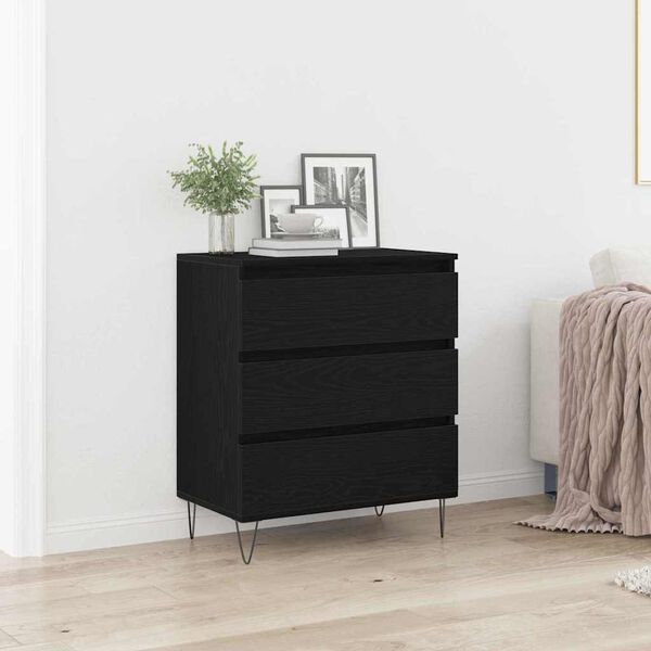 vidaXL Sideboard Black Oak 23.62 x 13.78 x 27.56 in Engineered Wood