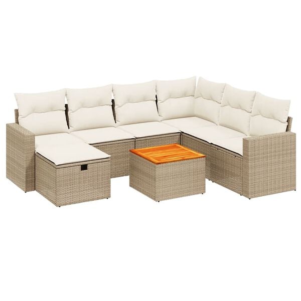 vidaXL Garden Sofa Set Beige PE rattan Medium Modular Garden Sofa Set
