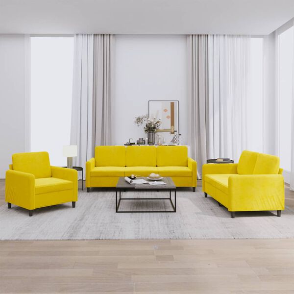 vidaXL Sofa Set Yellow Velvet (100% polyester), metal, textilene, plywood