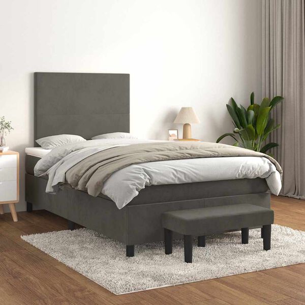 vidaXL Box Spring Bed Dark grey, White