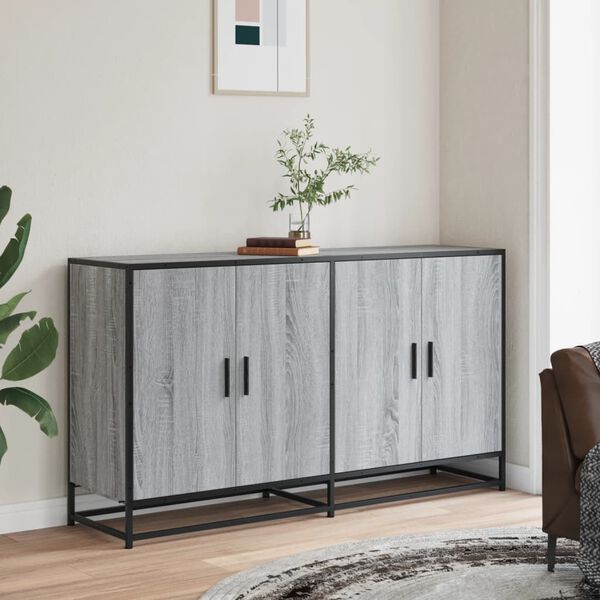 vidaXL Sideboard Grey Sonoma Engineered wood, Metal Medium Sideboard