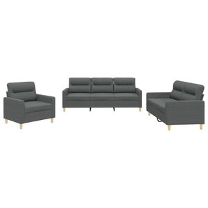 vidaXL Sofa Set Dark grey Fabric (100% polyester), metal, textilene, plywood