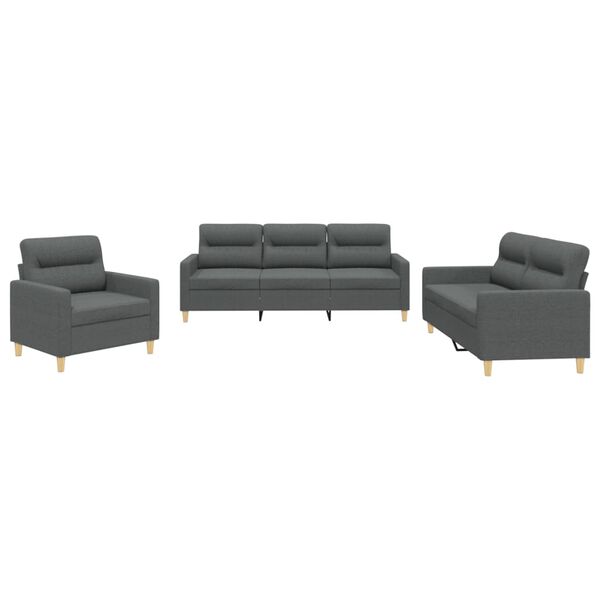 vidaXL Sofa Set Dark grey Fabric (100% polyester), metal, textilene, plywood