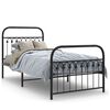 vidaXL Bed Frame Black Steel 35.4x78.7 in Bed Frame Rectangular