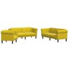 vidaXL Sofa Set Yellow Velvet (100% polyester), Plywood, Solid Wood