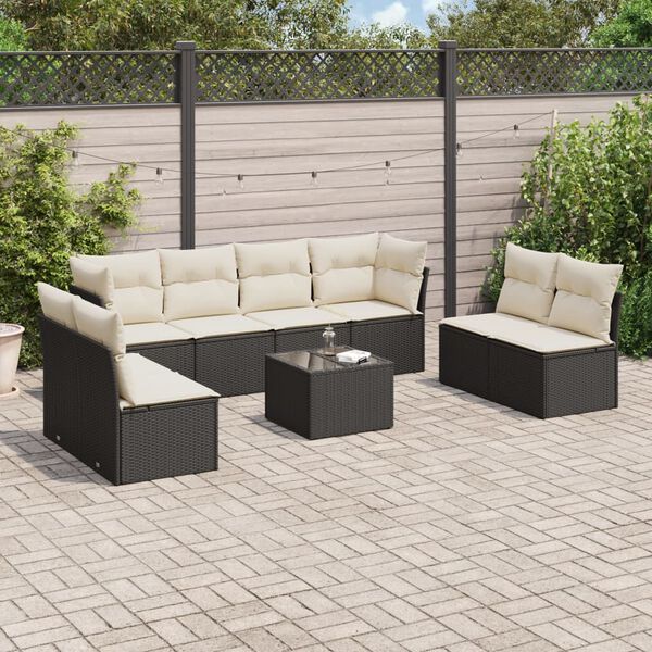 vidaXL Garden Sofa Set Black, Cream White