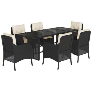 vidaXL Garden Dining Set Brown Poly Rattan 6-seater