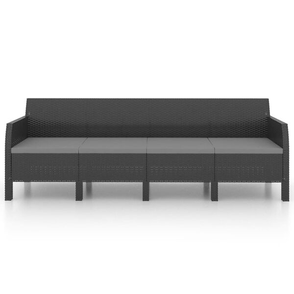 vidaXL Garden Sofa Anthracite Polypropylene 4-seater Ergonomic