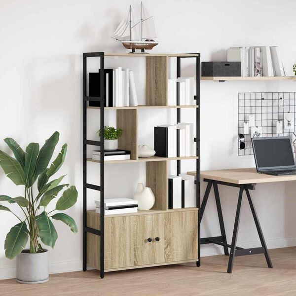 vidaXL Bookshelf Sonoma Oak 31.50 x 11.81 x 61.22 in Engineered Wood