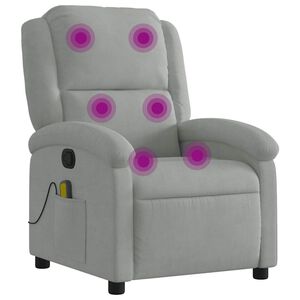 vidaXL Massage Recliner Chair Light Gray Velvet, Metal, Plywood Medium