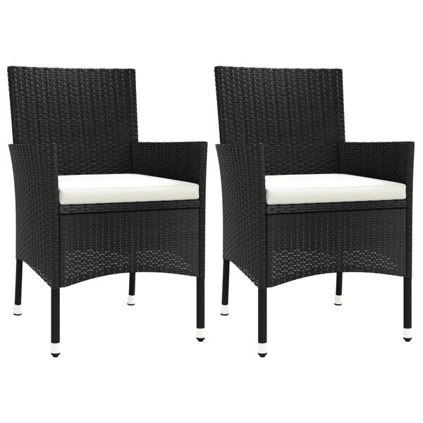 vidaXL Garden Chair Black and Cream White PE rattan, Powder-coated steel