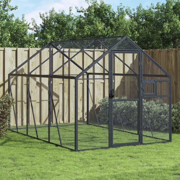 vidaXL Aviary Anthracite Aluminum Large Durable Aviary Rectangular