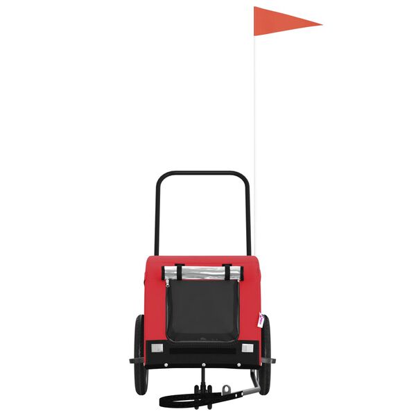 vidaXL Pet Bike Trailer Red and Black Oxford fabric, iron, PVC Durable