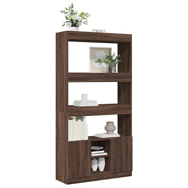 vidaXL Highboard Brown Oak Engineered Wood Tall Highboard Rectangular