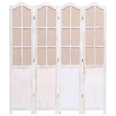 vidaXL 4-Panel Room Divider White 55.1"x65" Fabric