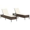vidaXL Sun Lounger Set Brown PE rattan, powder-coated steel, polyester, foam