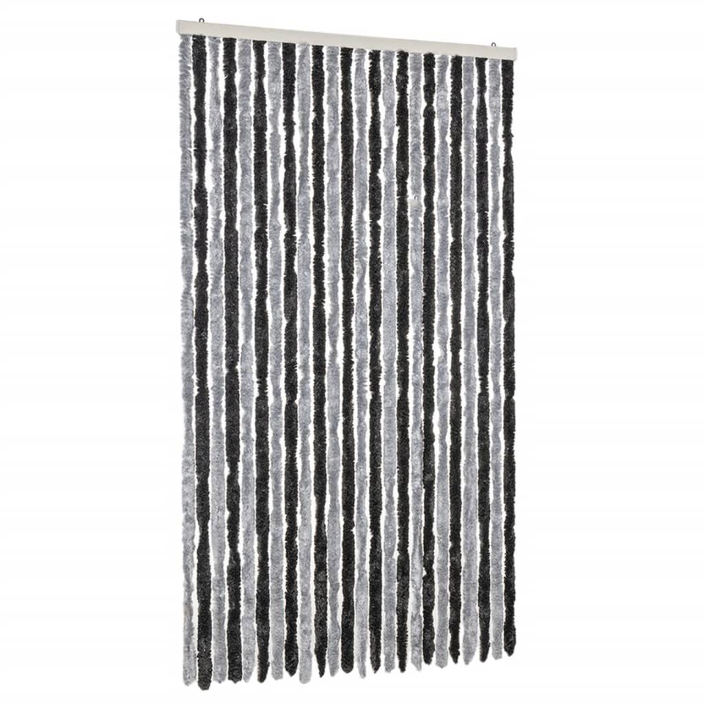 vidaXL Fly Curtain Grey and Black 39.4x90.6" Chenille
