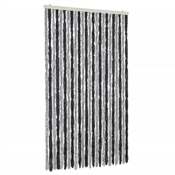vidaXL Fly Curtain Grey and Black 39.4x90.6" Chenille