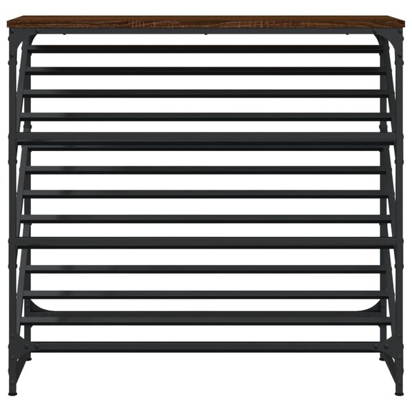 vidaXL Shoe Rack Brown oak Engineered wood, powder-coated steel Standard