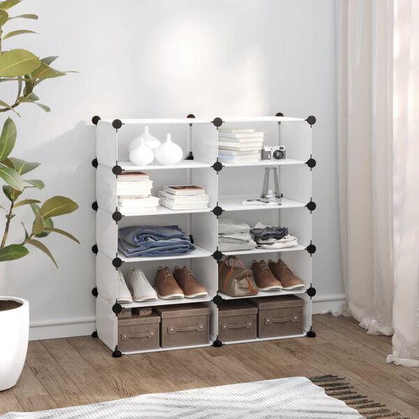 vidaXL Shoe Rack Transparent Polypropylene Medium Collapsible