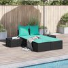 vidaXL Patio Double Sun Lounger Black PE rattan and powder-coated steel