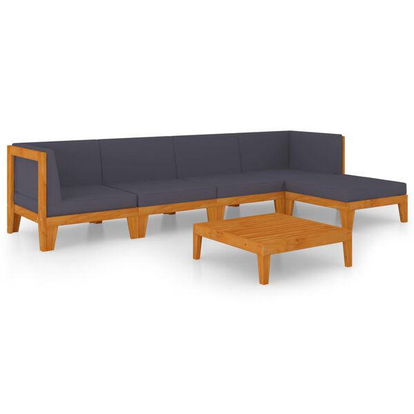 vidaXL Garden Lounge Set Dark Grey Solid Acacia Wood, 100% Polyester
