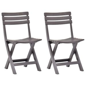 vidaXL Garden Chair Set of 2 Mocha Plastic Standard Foldable
