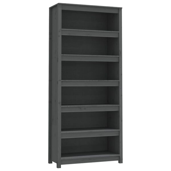 vidaXL Book Cabinet Grey Solid pine wood Large Book Cabinet