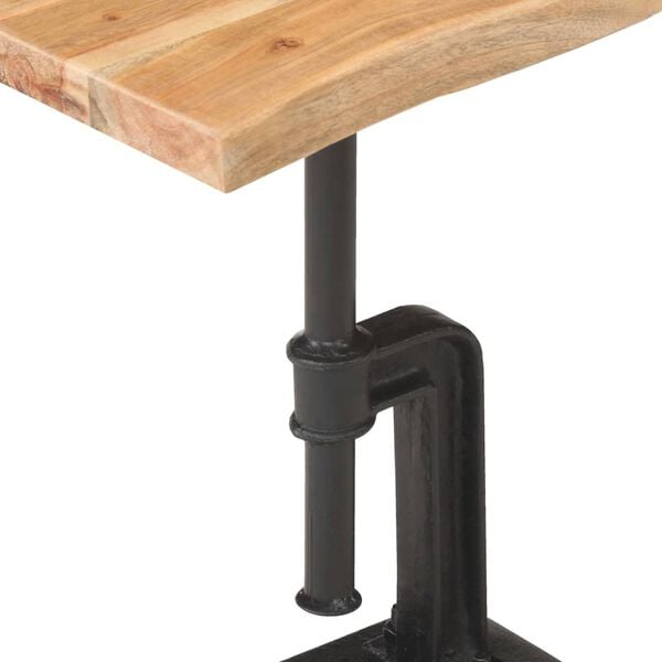 vidaXL Side Table Natural, Black Solid Acacia Wood, Powder-Coated Cast Iron