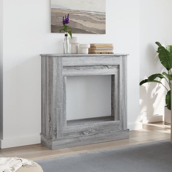 vidaXL Fireplace Surround Grey Sonoma 35.4x11.8x35.4" Engineered Wood