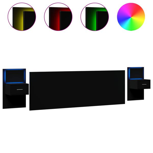 vidaXL Bed Headboard With Cabinet Black Engineered wood Large