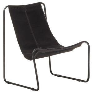 vidaXL Relaxing Chair Black Genuine leather, powder-coated iron Standard