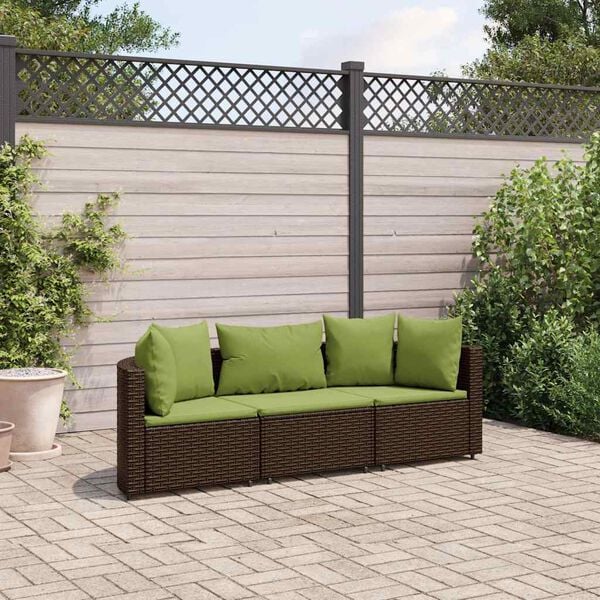 vidaXL Patio Sofa Set Set of 3 Brown