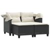 vidaXL Garden Sofa Black PE Rattan 2-Seater Adjustable Armrests