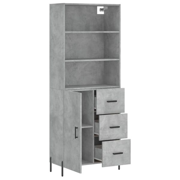vidaXL Highboard Concrete Gray Engineered Wood, Iron Tall Highboard