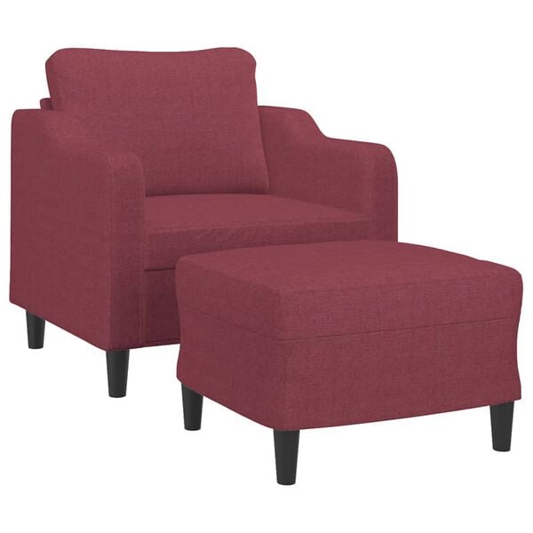 vidaXL Sofa Chair With Footstool Wine Red