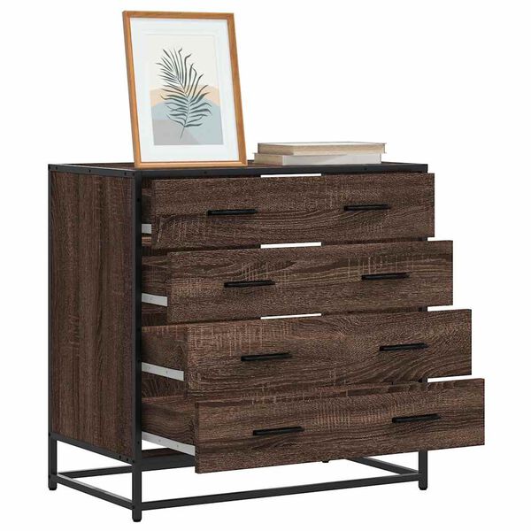 vidaXL Drawer Cabinet Brown Oak Engineered Wood, Metal Standard