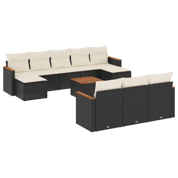 vidaXL Garden Sofa Set Black