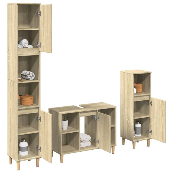 vidaXL Bathroom Furniture Set Sonoma Oak Engineered Wood Large