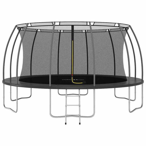 vidaXL Trampoline Set Black and Grey Galvanized Steel, PVC, PP, PE Large