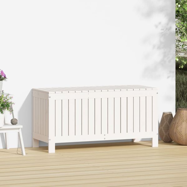 vidaXL Garden Storage Box White Solid Pine Wood Large Garden Storage Box