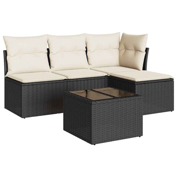 vidaXL Garden Sofa Set Black and Cream White