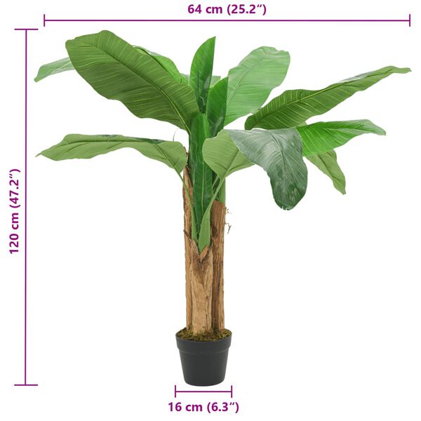 vidaXL Artificial Banana Tree 9 Leaves 47.2" Green
