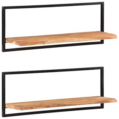 vidaXL Wall Shelves 2 pcs 39.4"x9.4"x13.8" Solid Wood Acacia and Steel