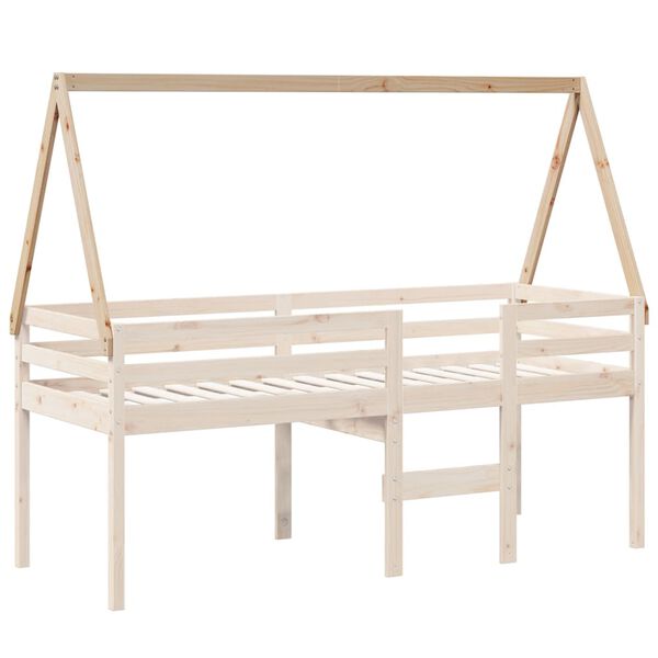 vidaXL Kids'Bed Roof Natural Wood Solid Pine Wood 78.3 x 31.7 x 34.6 in