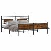 vidaXL Bed Frame Smoked Oak Steel, Engineered Wood Double Bed Bed Frame